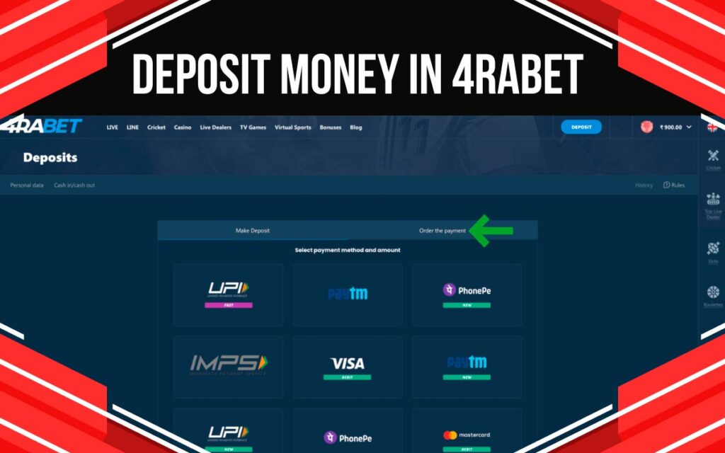4rabet payment options