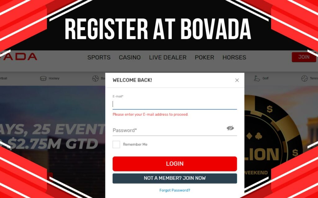 Registering at Bovada is a straightforward process